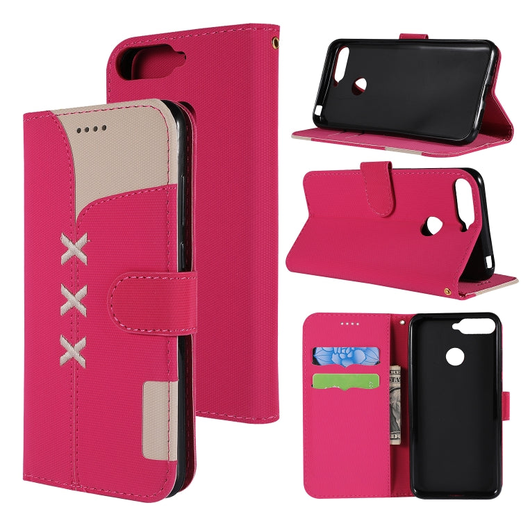 Fabric Stitching Embroidery Horizontal Flip Leather Case With Holder & Card Slots & Wallet for Huawei Honor 7A