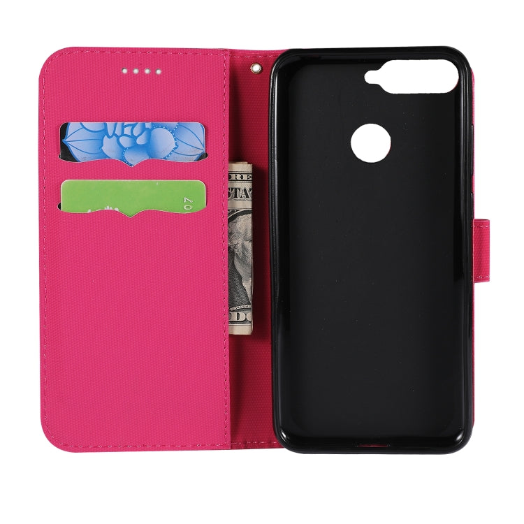 Fabric Stitching Embroidery Horizontal Flip Leather Case With Holder & Card Slots & Wallet for Huawei Honor 7A