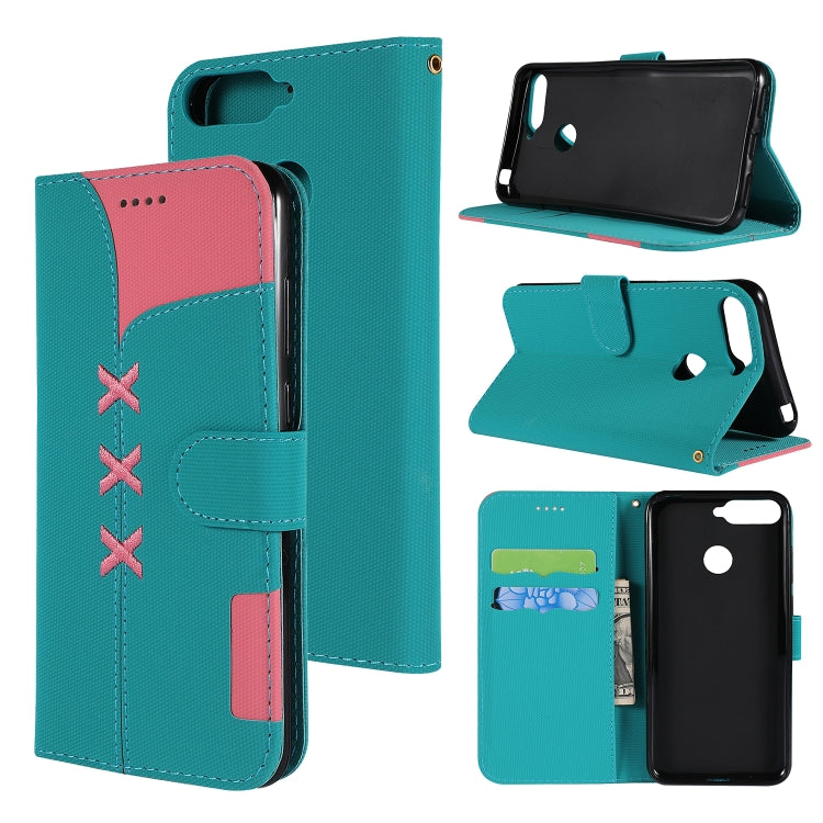 Fabric Stitching Embroidery Horizontal Flip Leather Case With Holder & Card Slots & Wallet for Huawei Honor 7A