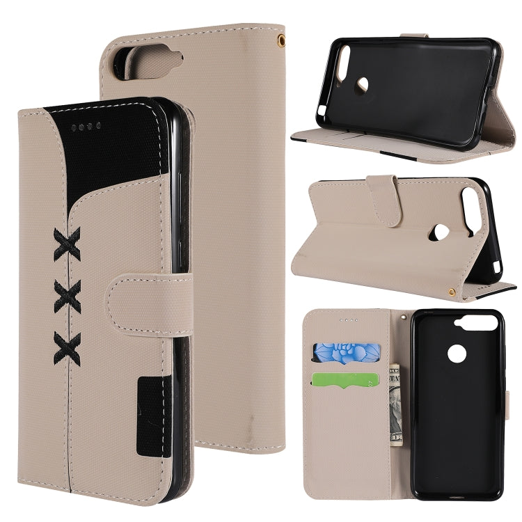 Fabric Stitching Embroidery Horizontal Flip Leather Case With Holder & Card Slots & Wallet for Huawei Honor 7A