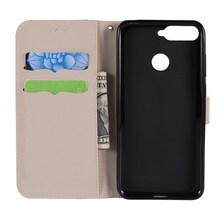 Fabric Stitching Embroidery Horizontal Flip Leather Case With Holder & Card Slots & Wallet for Huawei Honor 7A