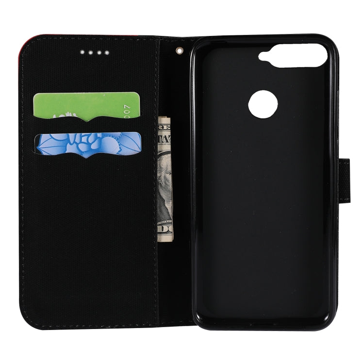 Fabric Stitching Embroidery Horizontal Flip Leather Case With Holder & Card Slots & Wallet for Huawei Honor 7A