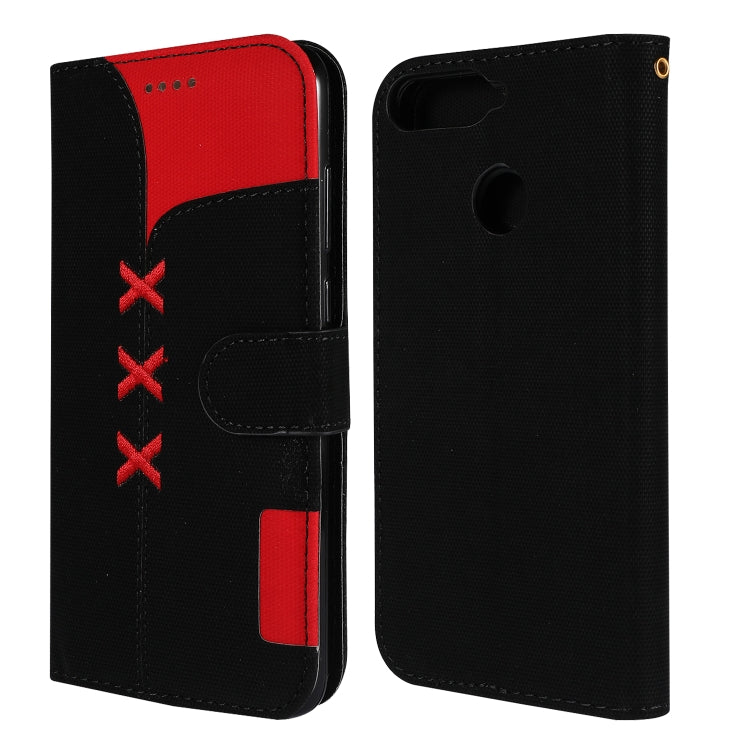 Fabric Stitching Embroidery Horizontal Flip Leather Case With Holder & Card Slots & Wallet for Huawei Honor 7A