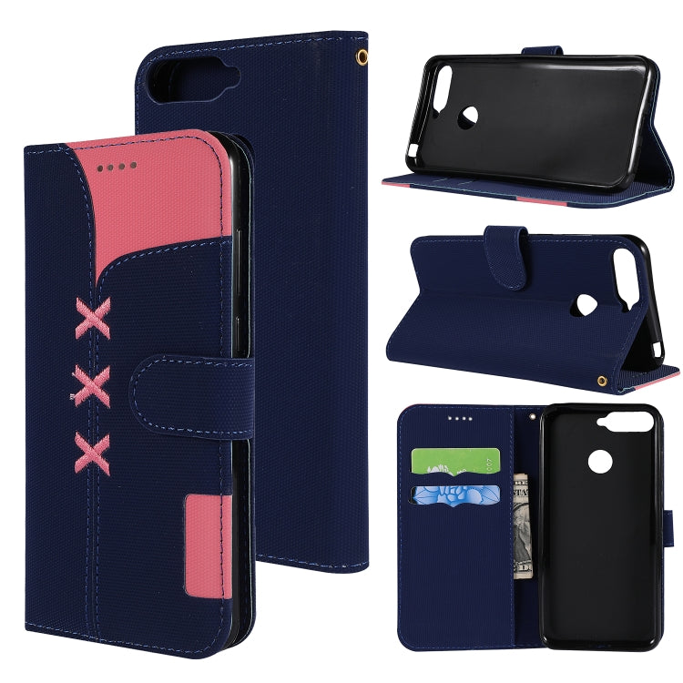 Fabric Stitching Embroidery Horizontal Flip Leather Case With Holder & Card Slots & Wallet for Huawei Honor 7A