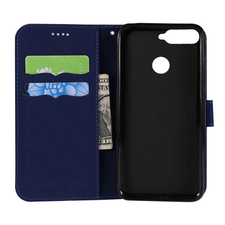 Fabric Stitching Embroidery Horizontal Flip Leather Case With Holder & Card Slots & Wallet for Huawei Honor 7A