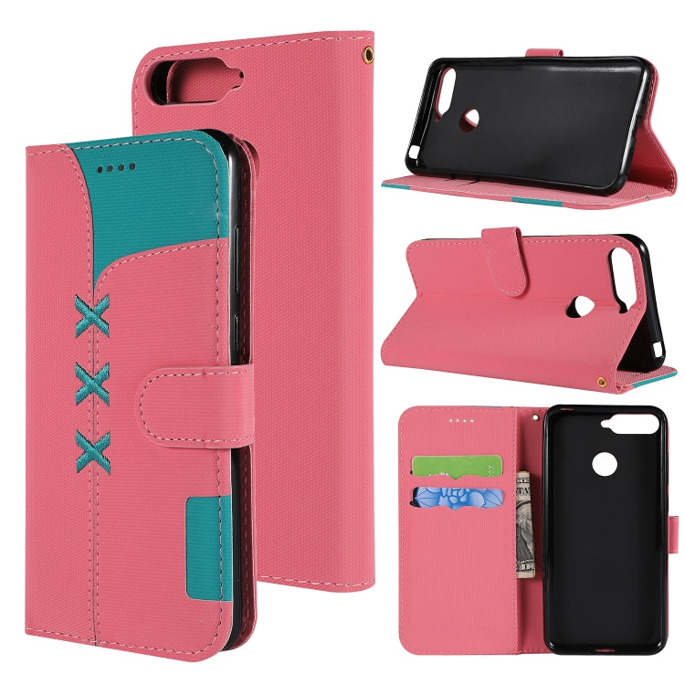Fabric Stitching Embroidery Horizontal Flip Leather Case With Holder & Card Slots & Wallet for Huawei Honor 7A