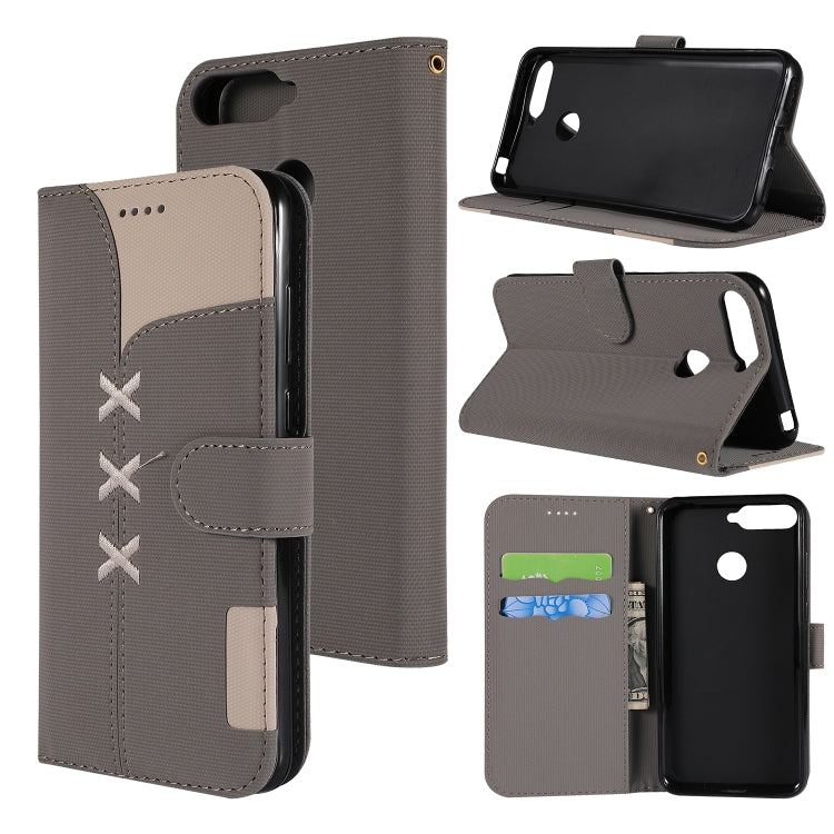 Fabric Stitching Embroidery Horizontal Flip Leather Case With Holder & Card Slots & Wallet for Huawei Honor 7A