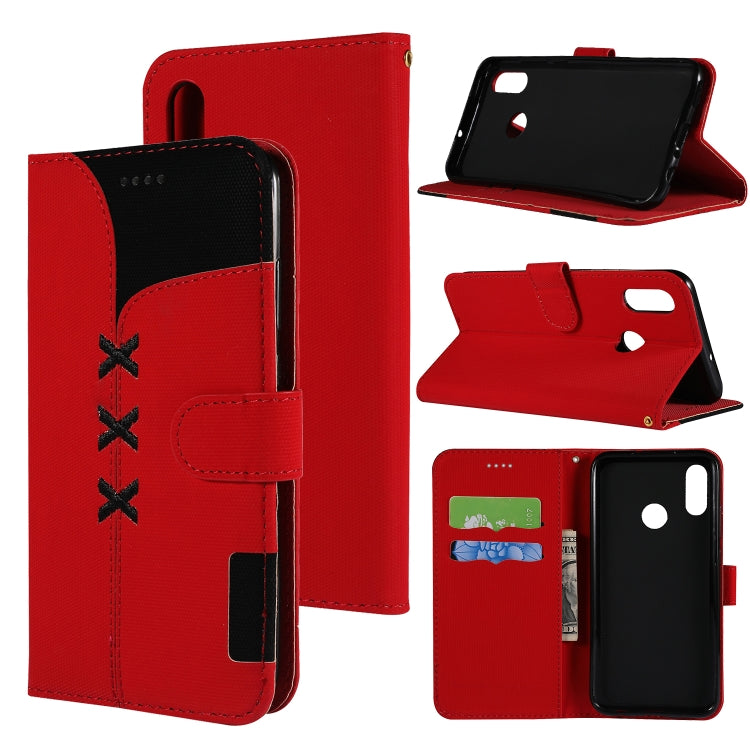 Fabric Stitching Embroidery Horizontal Flip Leather Case With Holder & Card Slots & Wallet for Huawei Honor 8X