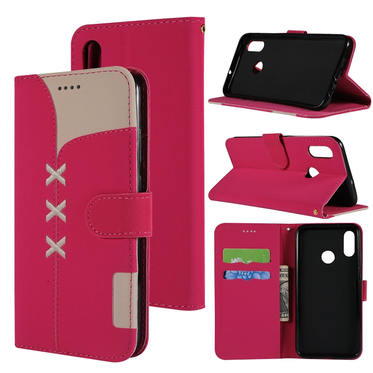 Fabric Stitching Embroidery Horizontal Flip Leather Case With Holder & Card Slots & Wallet for Huawei Honor 8X