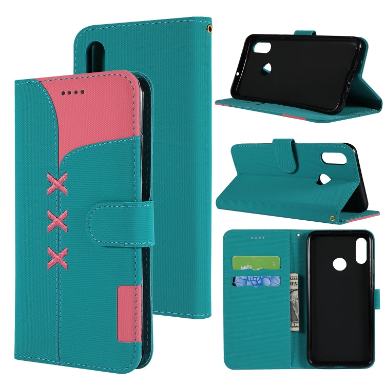 Fabric Stitching Embroidery Horizontal Flip Leather Case With Holder & Card Slots & Wallet for Huawei Honor 8X