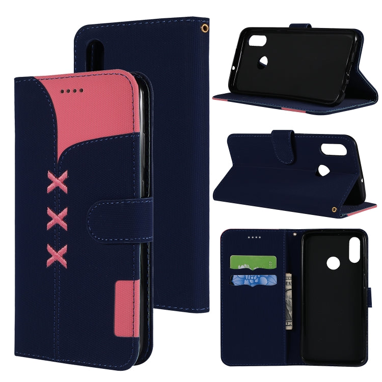 Fabric Stitching Embroidery Horizontal Flip Leather Case With Holder & Card Slots & Wallet for Huawei Honor 8X