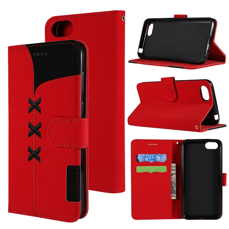 Fabric Stitching Embroidery Horizontal Flip Leather Case With Holder & Card Slots & Wallet for Huawei Honor 7S / Y5 2018