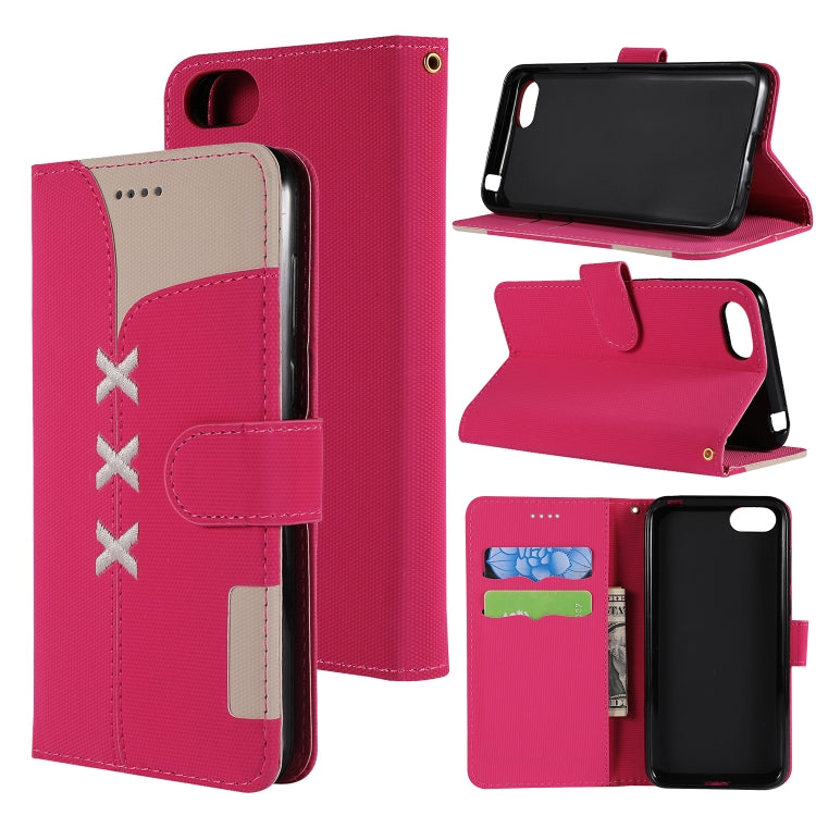 Fabric Stitching Embroidery Horizontal Flip Leather Case With Holder & Card Slots & Wallet for Huawei Honor 7S / Y5 2018
