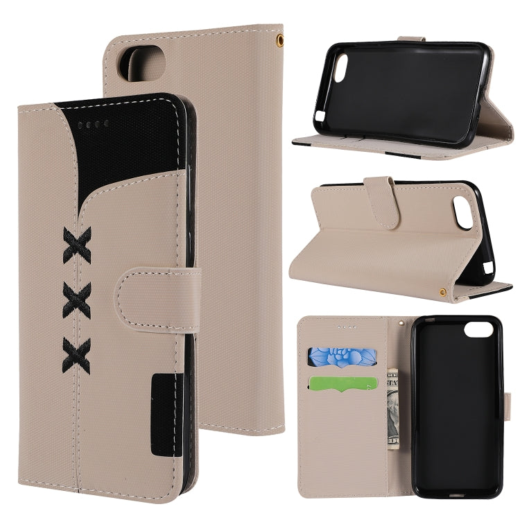 Fabric Stitching Embroidery Horizontal Flip Leather Case With Holder & Card Slots & Wallet for Huawei Honor 7S / Y5 2018