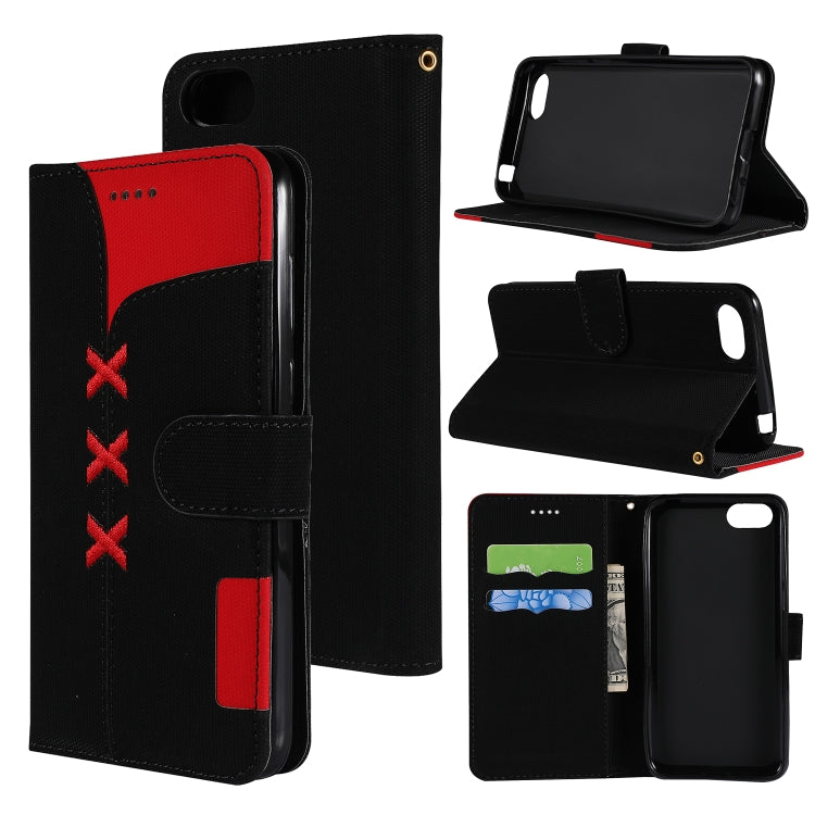 Fabric Stitching Embroidery Horizontal Flip Leather Case With Holder & Card Slots & Wallet for Huawei Honor 7S / Y5 2018