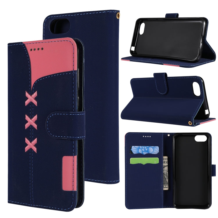Fabric Stitching Embroidery Horizontal Flip Leather Case With Holder & Card Slots & Wallet for Huawei Honor 7S / Y5 2018