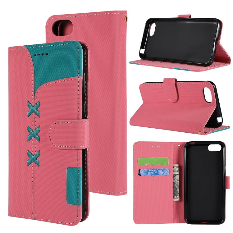 Fabric Stitching Embroidery Horizontal Flip Leather Case With Holder & Card Slots & Wallet for Huawei Honor 7S / Y5 2018
