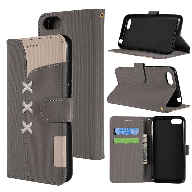 Fabric Stitching Embroidery Horizontal Flip Leather Case With Holder & Card Slots & Wallet for Huawei Honor 7S / Y5 2018