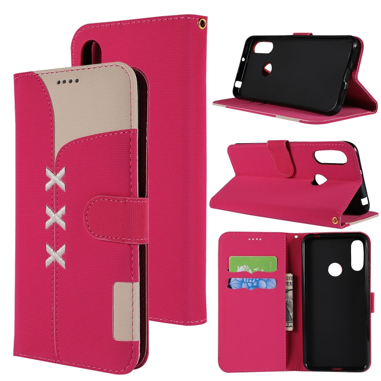 Fabric Stitching Embroidery Horizontal Flip Leather Case With Holder & Card Slots & Wallet for Huawei Honor 8A / Y6 2019