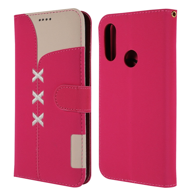 Fabric Stitching Embroidery Horizontal Flip Leather Case With Holder & Card Slots & Wallet for Huawei Honor 8A / Y6 2019