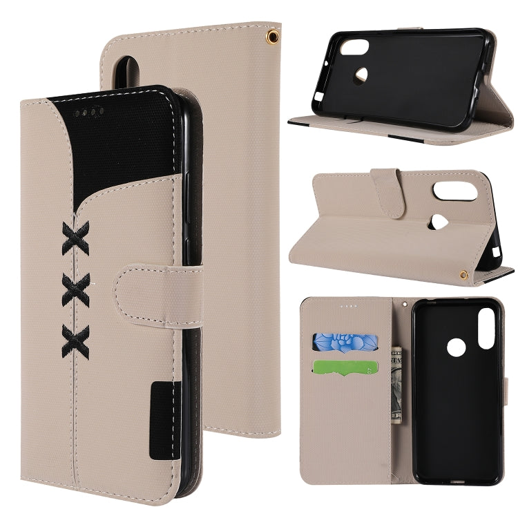 Fabric Stitching Embroidery Horizontal Flip Leather Case With Holder & Card Slots & Wallet for Huawei Honor 8A / Y6 2019