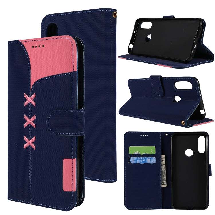 Fabric Stitching Embroidery Horizontal Flip Leather Case With Holder & Card Slots & Wallet for Huawei Honor 8A / Y6 2019