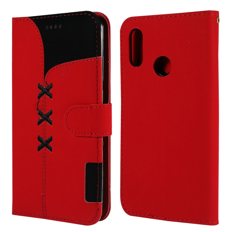 Fabric Stitching Embroidery Horizontal Flip Leather Case With Holder & Card Slots & Wallet for Huawei Honor 10 Lite