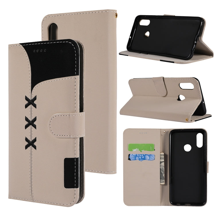 Fabric Stitching Embroidery Horizontal Flip Leather Case With Holder & Card Slots & Wallet for Huawei Honor 10 Lite