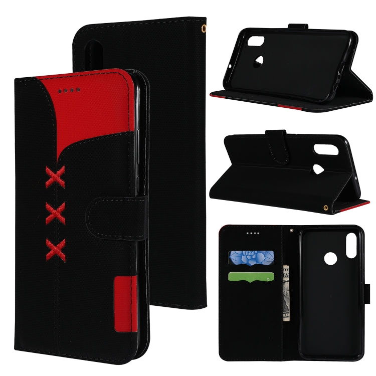 Fabric Stitching Embroidery Horizontal Flip Leather Case With Holder & Card Slots & Wallet for Huawei Honor 10 Lite