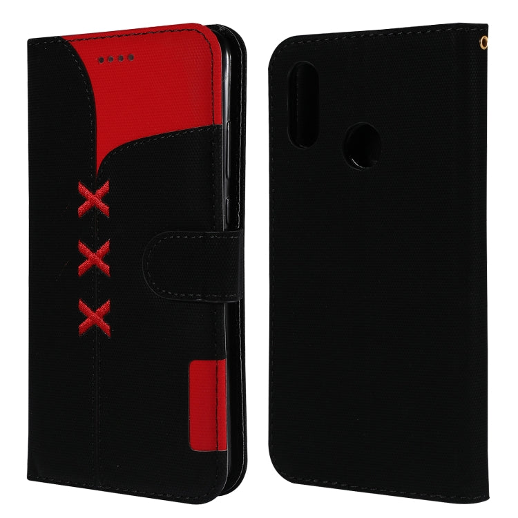 Fabric Stitching Embroidery Horizontal Flip Leather Case With Holder & Card Slots & Wallet for Huawei Honor 10 Lite