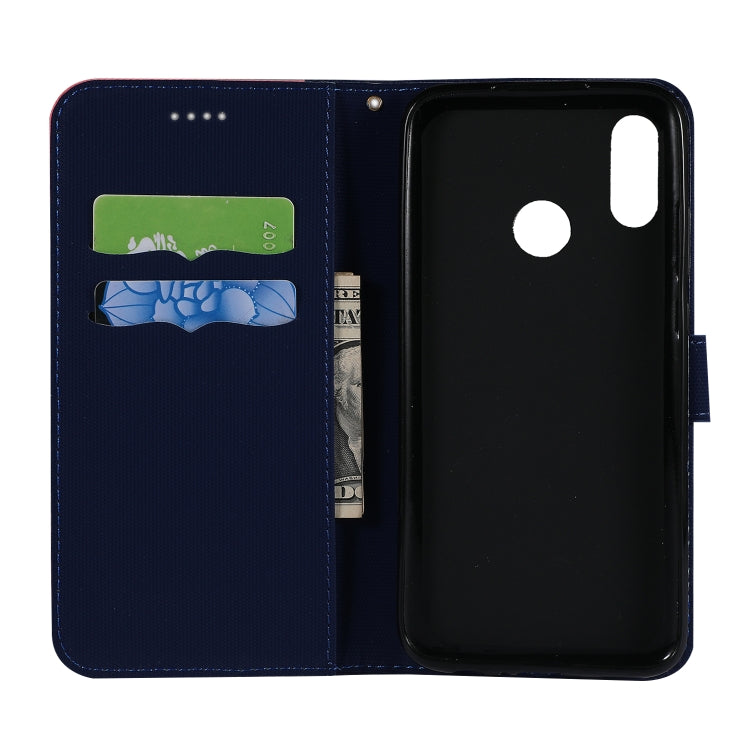 Fabric Stitching Embroidery Horizontal Flip Leather Case With Holder & Card Slots & Wallet for Huawei Honor 10 Lite