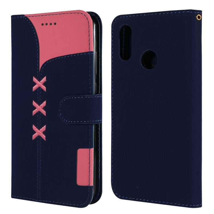 Fabric Stitching Embroidery Horizontal Flip Leather Case With Holder & Card Slots & Wallet for Huawei Honor 10 Lite