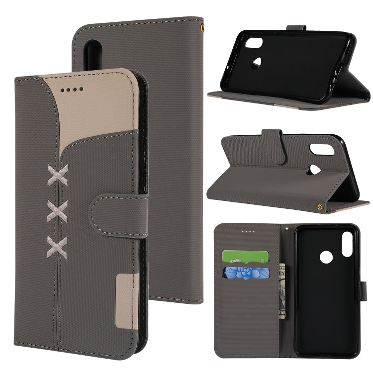 Fabric Stitching Embroidery Horizontal Flip Leather Case With Holder & Card Slots & Wallet for Huawei Honor 10 Lite