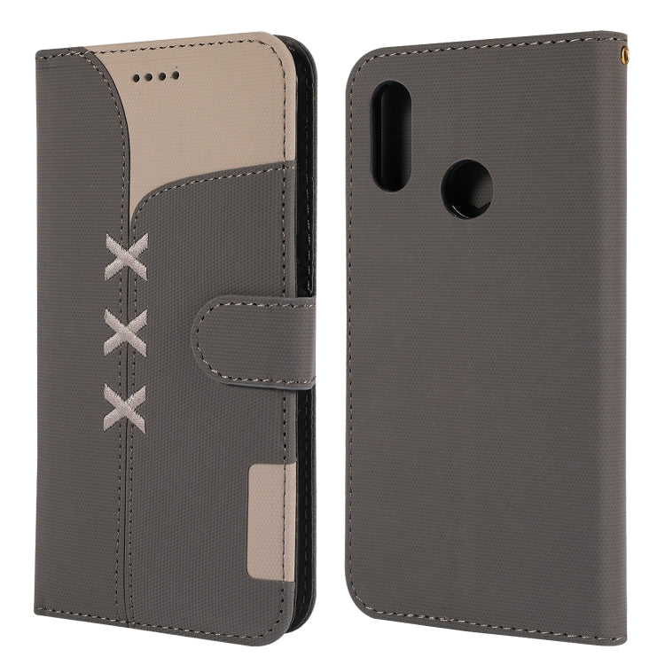 Fabric Stitching Embroidery Horizontal Flip Leather Case With Holder & Card Slots & Wallet for Huawei Honor 10 Lite