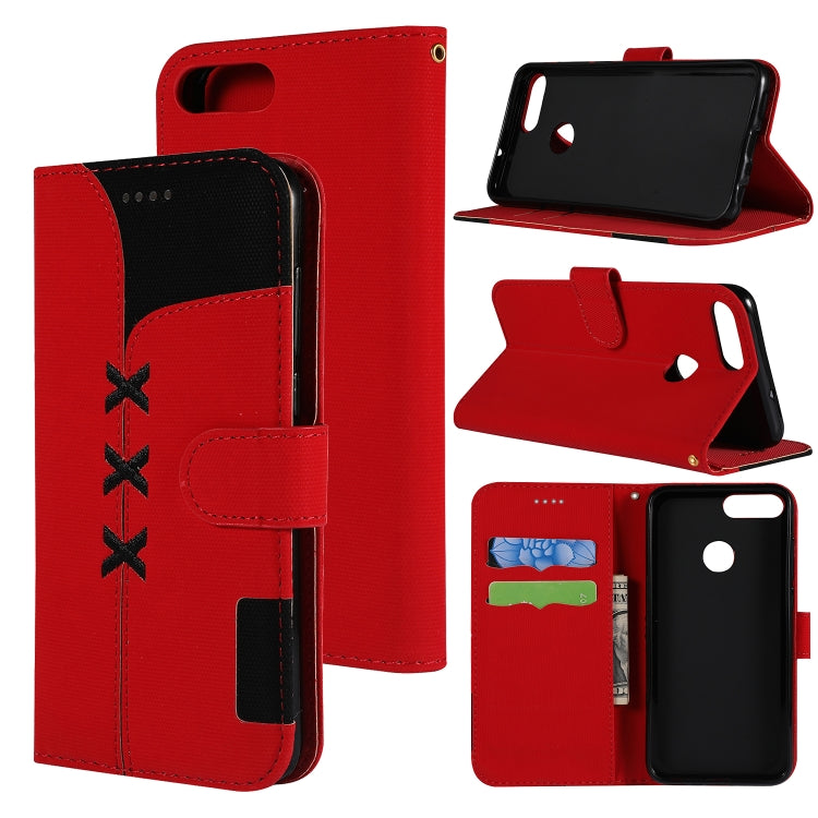 Fabric Stitching Embroidery Horizontal Flip Leather Case With Holder & Card Slots & Wallet for Huawei Enjoy 7S