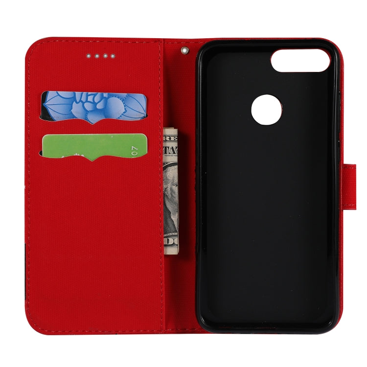 Fabric Stitching Embroidery Horizontal Flip Leather Case With Holder & Card Slots & Wallet for Huawei Enjoy 7S