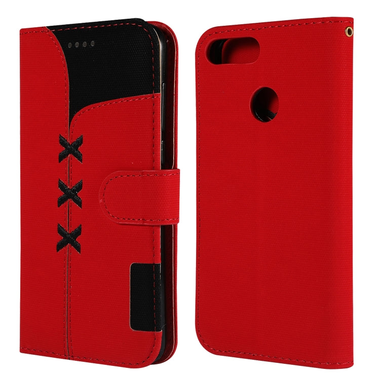 Fabric Stitching Embroidery Horizontal Flip Leather Case With Holder & Card Slots & Wallet for Huawei Enjoy 7S