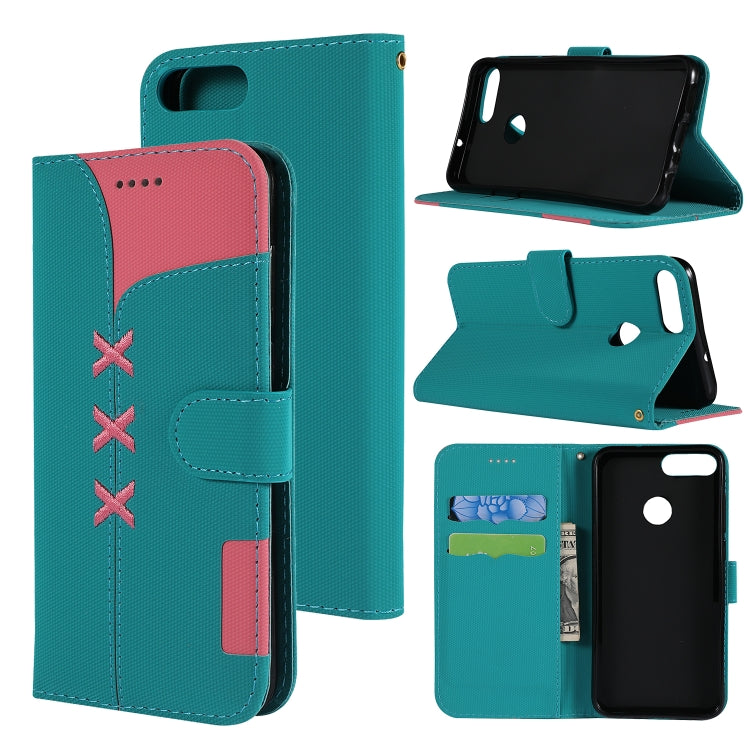 Fabric Stitching Embroidery Horizontal Flip Leather Case With Holder & Card Slots & Wallet for Huawei Enjoy 7S