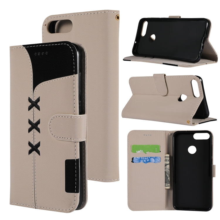 Fabric Stitching Embroidery Horizontal Flip Leather Case With Holder & Card Slots & Wallet for Huawei Enjoy 7S