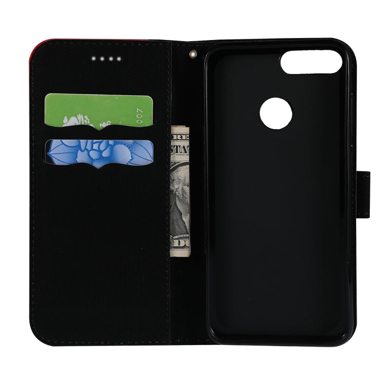 Fabric Stitching Embroidery Horizontal Flip Leather Case With Holder & Card Slots & Wallet for Huawei Enjoy 7S