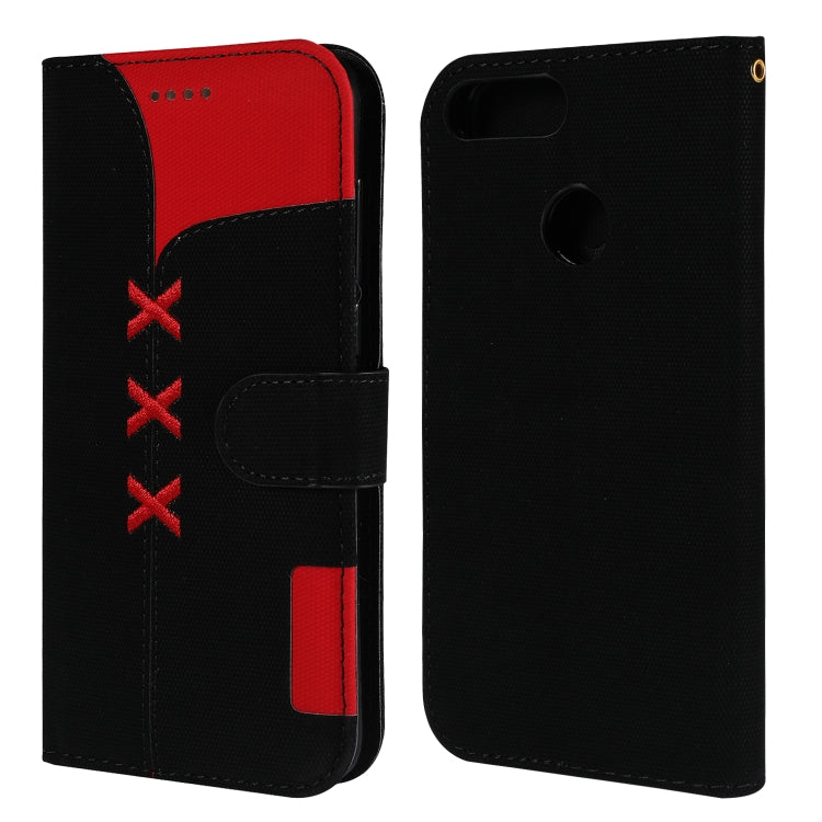 Fabric Stitching Embroidery Horizontal Flip Leather Case With Holder & Card Slots & Wallet for Huawei Enjoy 7S