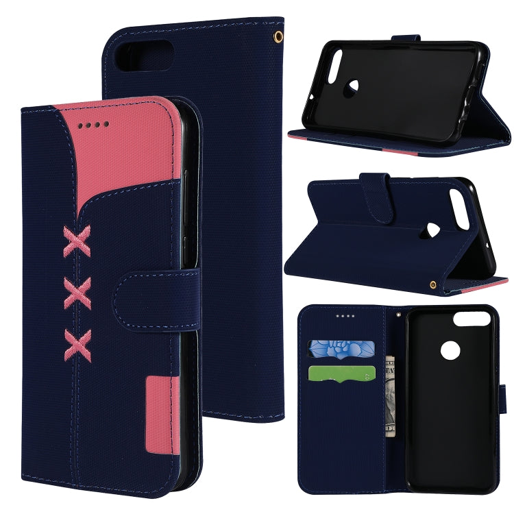 Fabric Stitching Embroidery Horizontal Flip Leather Case With Holder & Card Slots & Wallet for Huawei Enjoy 7S