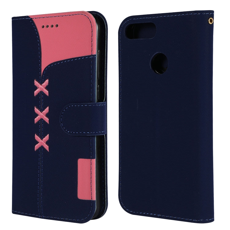 Fabric Stitching Embroidery Horizontal Flip Leather Case With Holder & Card Slots & Wallet for Huawei Enjoy 7S