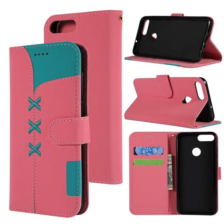Fabric Stitching Embroidery Horizontal Flip Leather Case With Holder & Card Slots & Wallet for Huawei Enjoy 7S