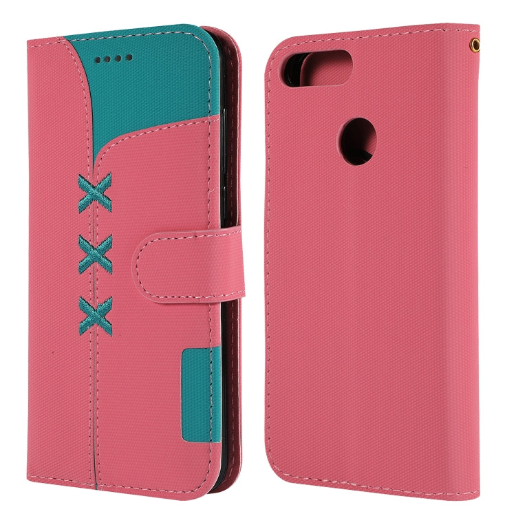 Fabric Stitching Embroidery Horizontal Flip Leather Case With Holder & Card Slots & Wallet for Huawei Enjoy 7S