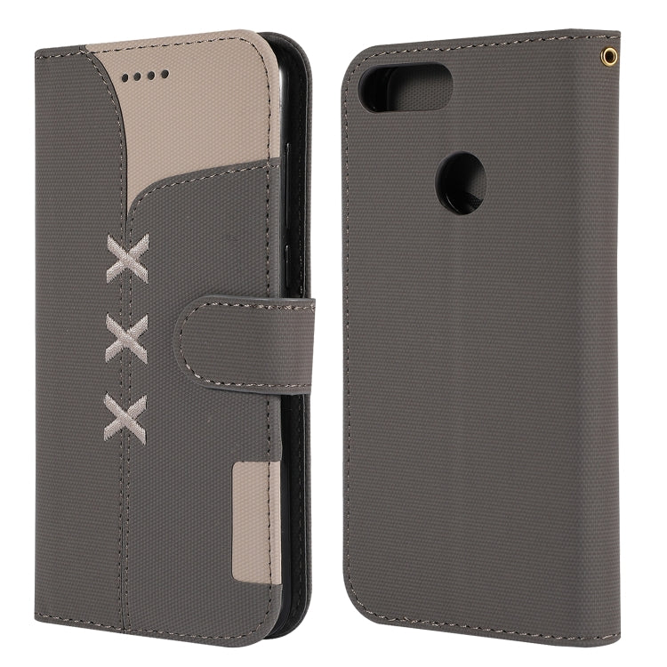 Fabric Stitching Embroidery Horizontal Flip Leather Case With Holder & Card Slots & Wallet for Huawei Enjoy 7S