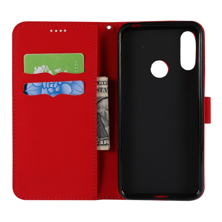 Fabric Stitching Embroidery Horizontal Flip Leather Case With Holder & Card Slots & Wallet for Huawei Y6 Pro 2019