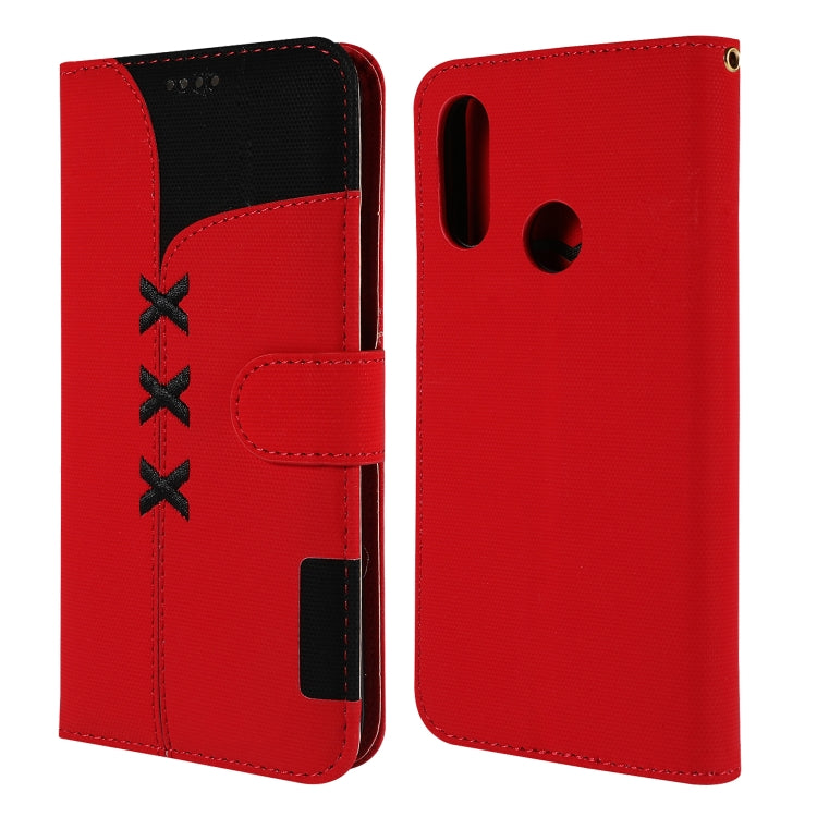 Fabric Stitching Embroidery Horizontal Flip Leather Case With Holder & Card Slots & Wallet for Huawei Y6 Pro 2019