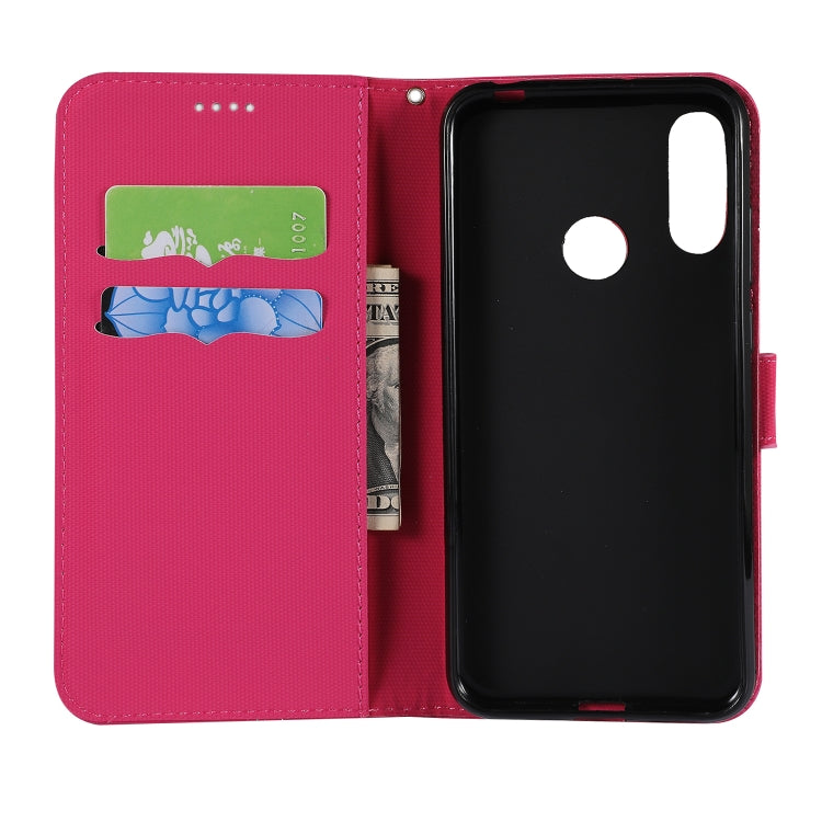 Fabric Stitching Embroidery Horizontal Flip Leather Case With Holder & Card Slots & Wallet for Huawei Y6 Pro 2019