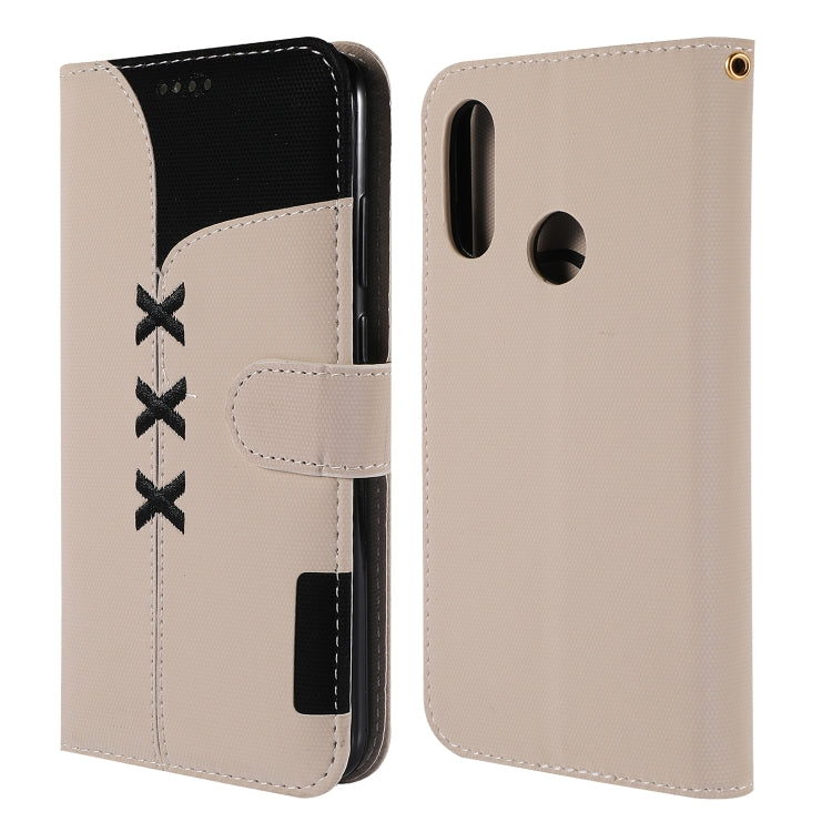 Fabric Stitching Embroidery Horizontal Flip Leather Case With Holder & Card Slots & Wallet for Huawei Y6 Pro 2019